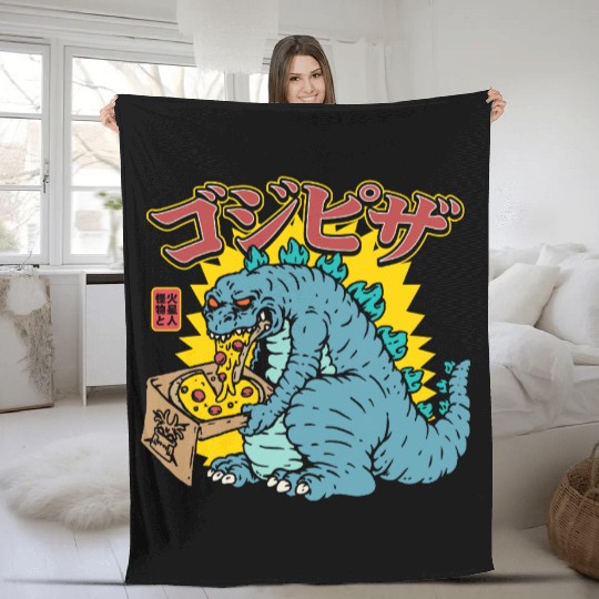 Kaiju Pizza Cravings Fleece Blankets