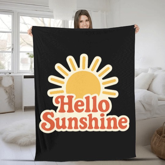 Sunrise Hello Sunshine Illustration Fleece Blankets