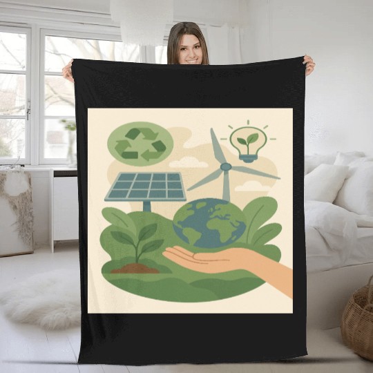 Eco-Friendly Earth Conservation Design Fleece Blankets