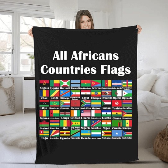 All Africans Countries Flags Fleece Blankets