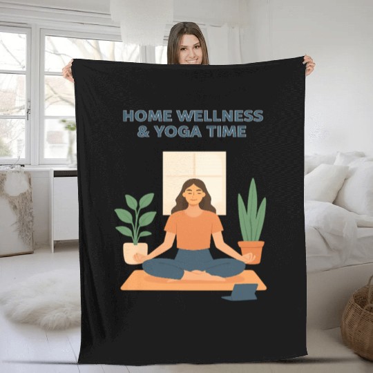 Serene Yoga and Wellness Illustration Fleece Blankets