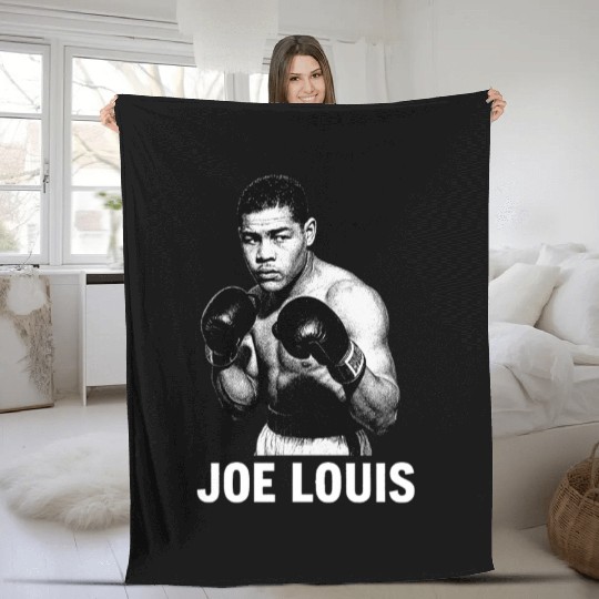 Boxer Joe Louis Black and White Fleece Blankets