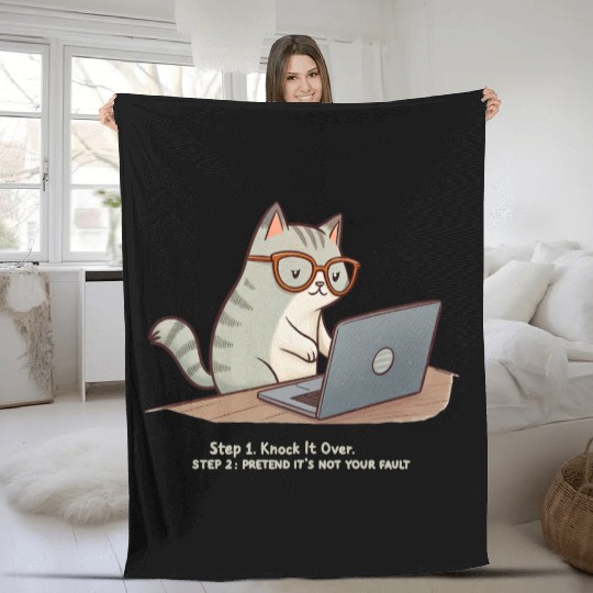 Keyboard Warrior Cat Fleece Blankets