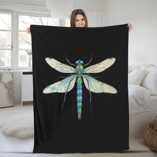 Dragonfly design insect art entomology I love bugs Fleece Blankets