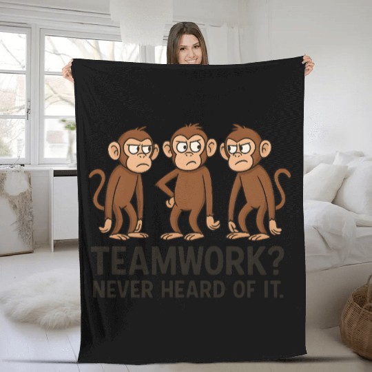 Teamwork Monkey Humor Design Fleece Blankets