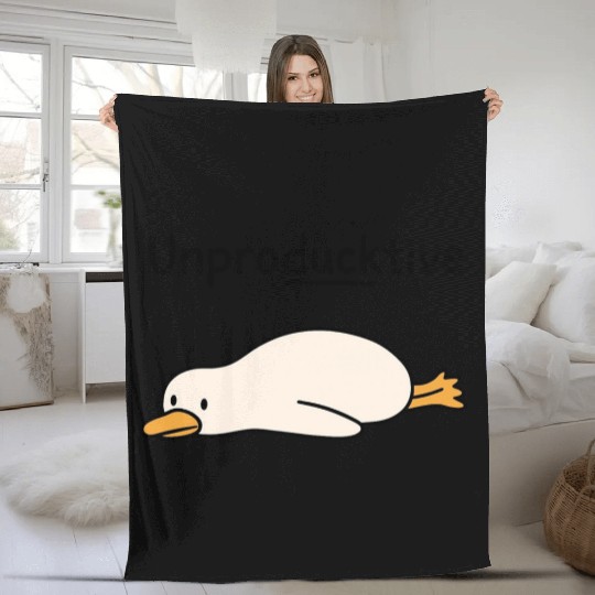 Unproductive Duck Illustration for Humor  Fleece Blankets