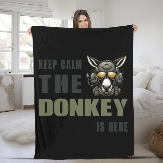 Keep Calm, The Donkey Is There - Military Fleece Blankets