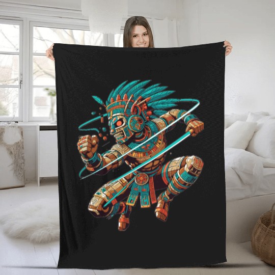 Aztec Warrior - Inca Maya Mayans Fleece Blankets
