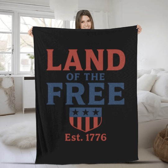 Land of the Free Patriotic Badge Fleece Blankets