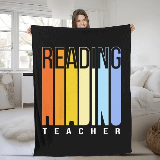 Back To School Reading Teacher Fleece Blankets