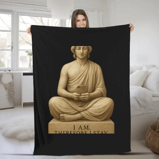 Contemplative Buddha with Smartphone Fleece Blankets