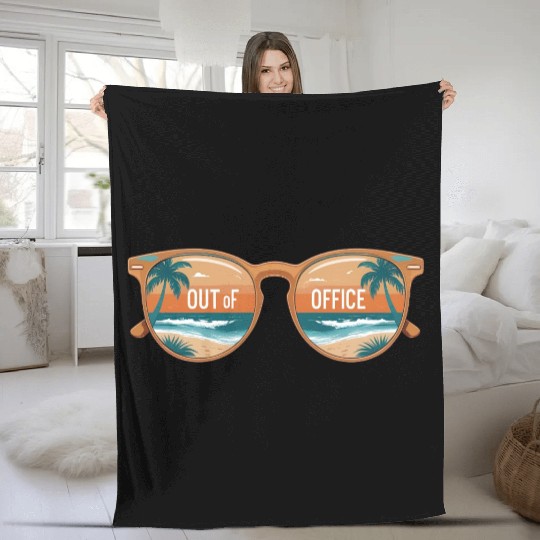 Beach Sunset Out of Office Sunglasses Fleece Blankets