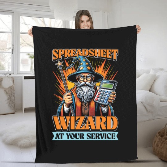 Accounting Spreadsheet Wizard Bookkeeper Auditor Fleece Blankets