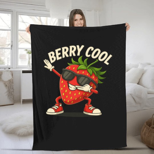 Berry Cool Strawberry Fleece Blankets – Funny Back to School