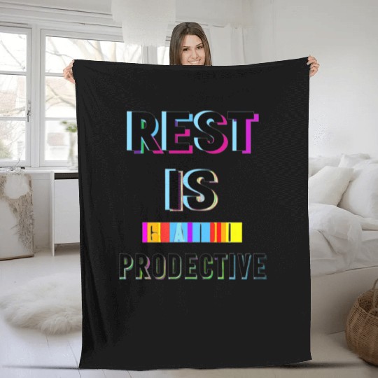 Rest is Creative and Colorful Typography Fleece Blankets