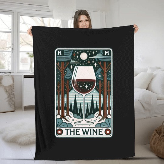 The Wine Tarot Card – Vintage Boozy Arcana Art Fleece Blankets
