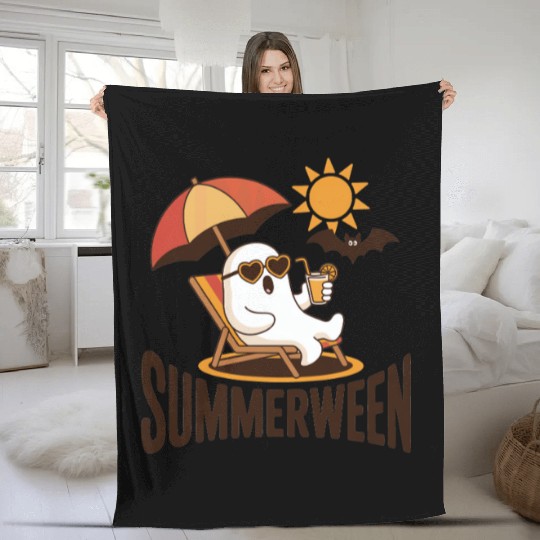 Summerween Beach Ghost Fleece Blankets
