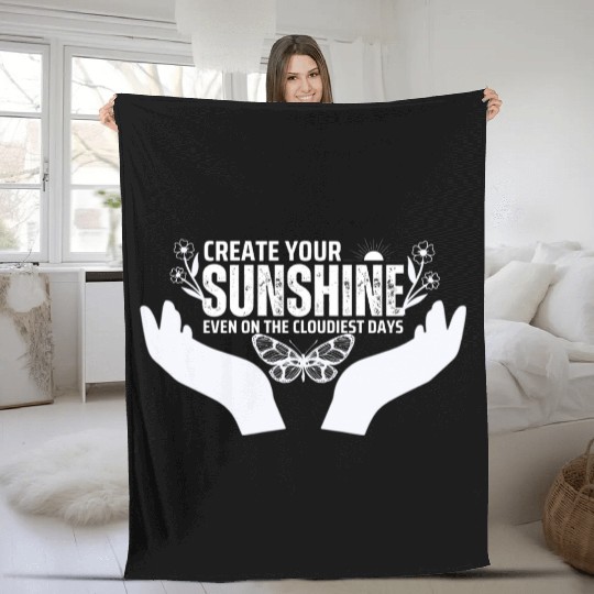 Hopeful Sunshine Motivational Quote Fleece Blankets