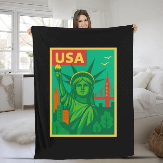 Iconic Statue of Liberty Urban Artwork  Fleece Blankets