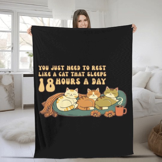 Relaxing Cat Nap Quote Design Fleece Blankets