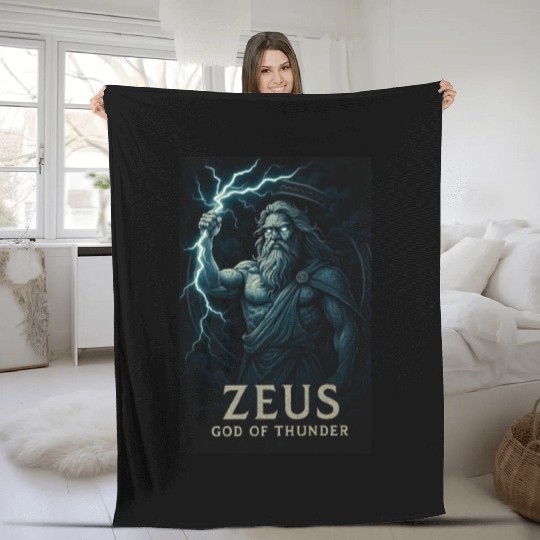 Zeus God of Thunder Mythology Design Fleece Blankets