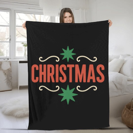 Festive Christmas Spirit Illustration Fleece Blankets