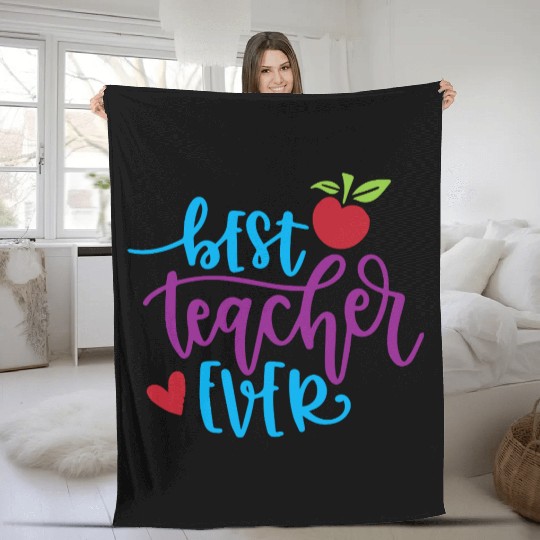 Best Teacher Ever – Apple & Heart Design Fleece Blankets