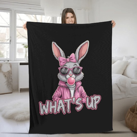 Cool Bunny What's Up Street Style Vibe Fleece Blankets