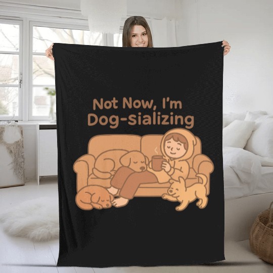 Not Now, I'm Dog-sializing - Cozy Dog Fleece Blankets