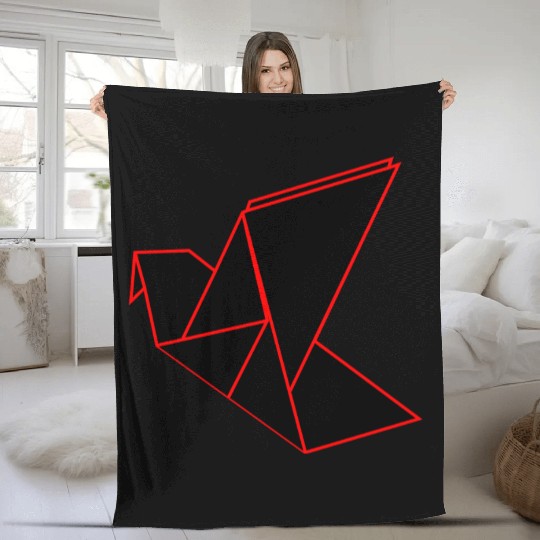 Origami Phoenix Outline Fleece Blankets