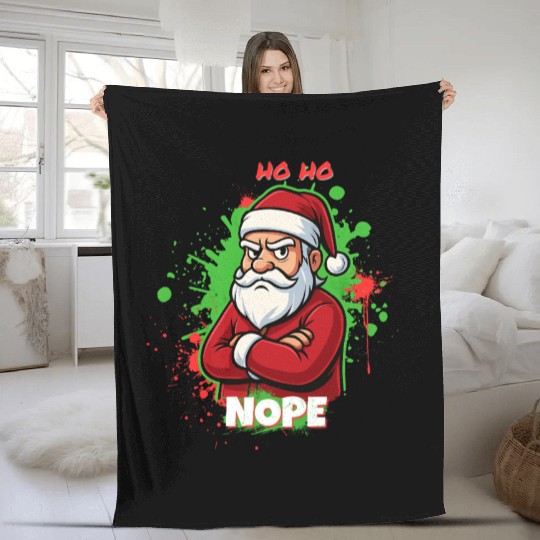 Ho Ho Nope – Grumpy Santa Art Fleece Blankets
