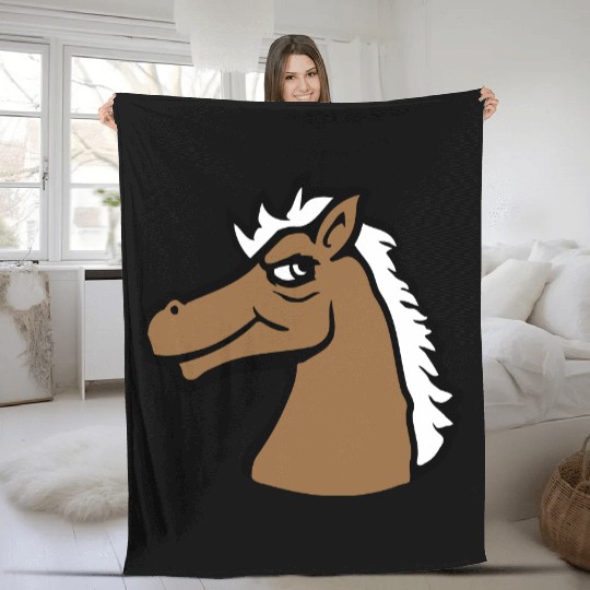 Horse Cool look Smile Guy Stallion Man Fun Bad Boy Fleece Blankets