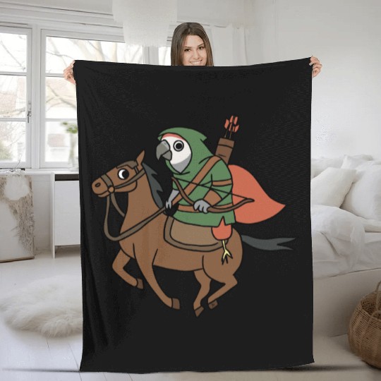 Epic Archer Parrot Riding Horse Fleece Blankets