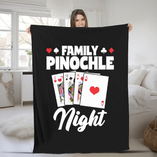 Family Pinochle Night Melding Card Game Fleece Blankets