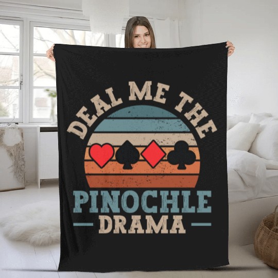 Cool Pinochle Drama Novelty Game Night Session Fleece Blankets