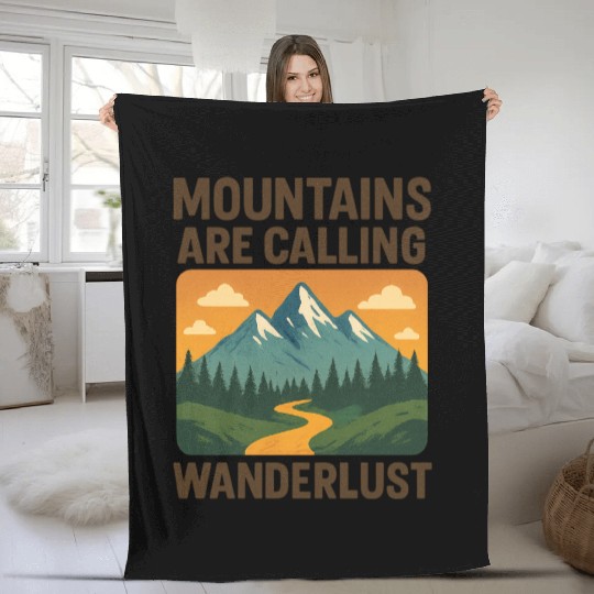 Mountain Call Wanderlust Design Fleece Blankets