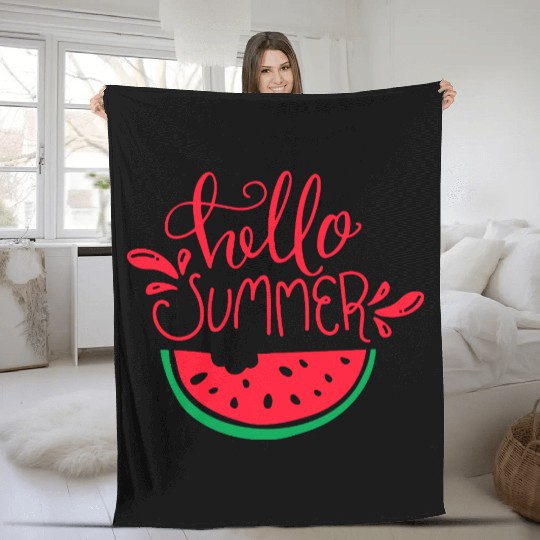 Hello Summer Watermelon Fleece Blankets