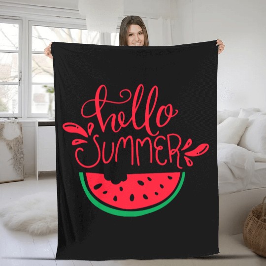 Hello Summer Watermelon Fleece Blankets