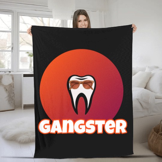 Cool Tooth with Sunglasses Gangster Design Fleece Blankets