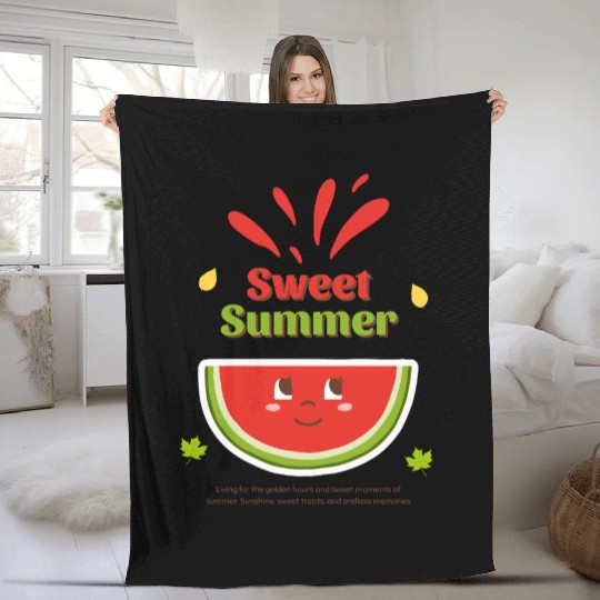 Cute Watermelon Summer Joy Design Fleece Blankets