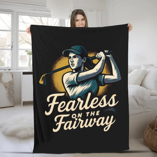 FEARLESS ON THE FAIRWAY FUNNY WOMEN GOLF Fleece Blankets