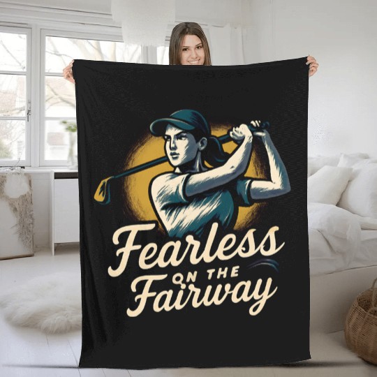 FEARLESS ON THE FAIRWAY FUNNY WOMEN GOLF Fleece Blankets