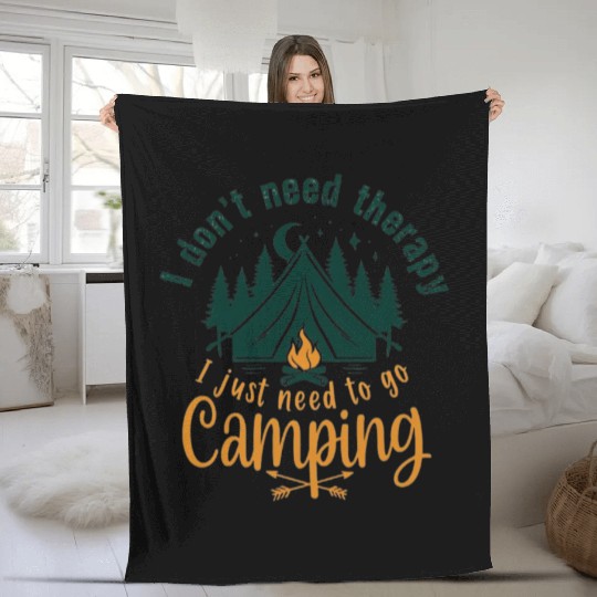 Camping Spirit Forest Tent Design Fleece Blankets