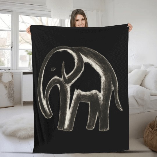 The Gentle Weight – Minimalist Elephant Ink Art Fleece Blankets