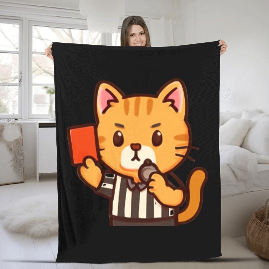 Referee Cat – Funny Soccer Whistle Cat Fleece Blankets