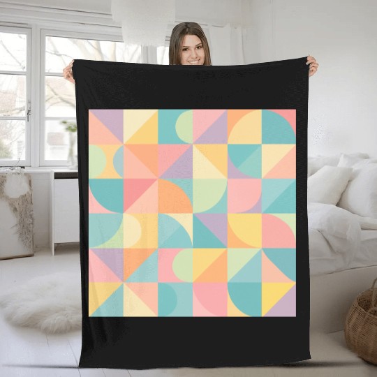 Pastel Geometric Pattern for Modern Apparel Fleece Blankets