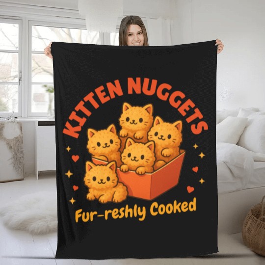 Cute Kitten Nuggets – Funny Food Cat Fleece Blankets