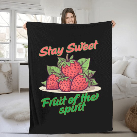 Stay sweet fruit of the spirit, vintage fruit Fleece Blankets