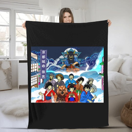 Mythical Samurai Wolf Theater Fleece Blankets