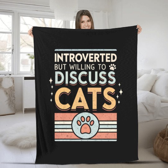Introverted Cat Lover Fleece Blankets Design